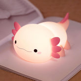 Cute Rechargeable Axolotl Night Light for Kids - Adjustable Brightness, BPA-Free Silicone Bedside Lamp, Portable Nursery Decor Gift
