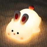 Adorable Rabbit Night Light for Kids - 3 Brightness Levels, 30-Min Timer | BPA-Free Silicone Bedside Lamp & Nursery Decor ﻿ ﻿