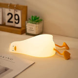 Lying Flat Duck Night Light for Kids - 3 Brightness Levels, 30-Min Timer | BPA-Free Silicone Bedside Lamp & Phone Holder ﻿ ﻿
